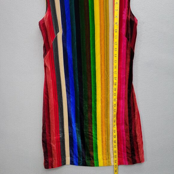 MILLY GINA RAINBOW VELVET SHIFT DRESS, SIZE 4 - Picture 5 of 8